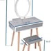 Vanity Table Set with 3 Modes Adjustable Brightness Mirror and Cushioned Stool