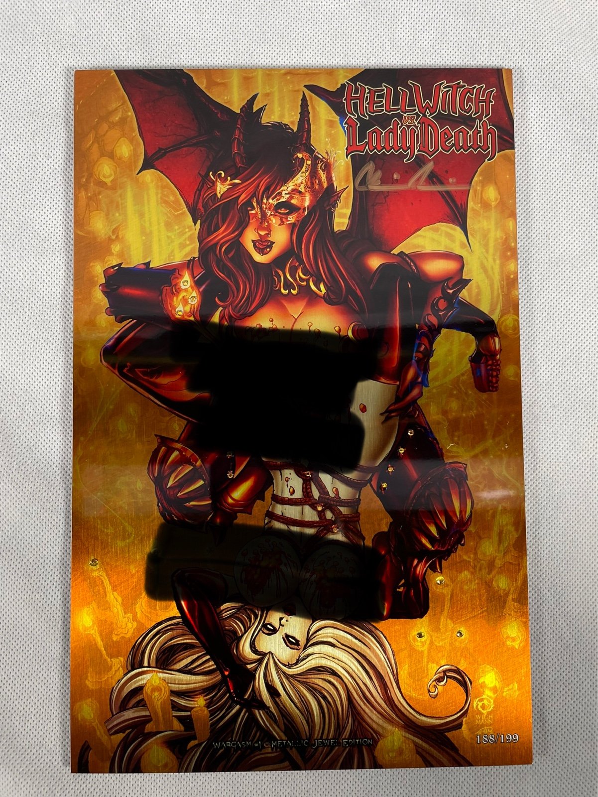 NM Hell Witch vs Lady Death METALLIC JEWELL 188/199 SIGNED BRIAN PULIDO COA