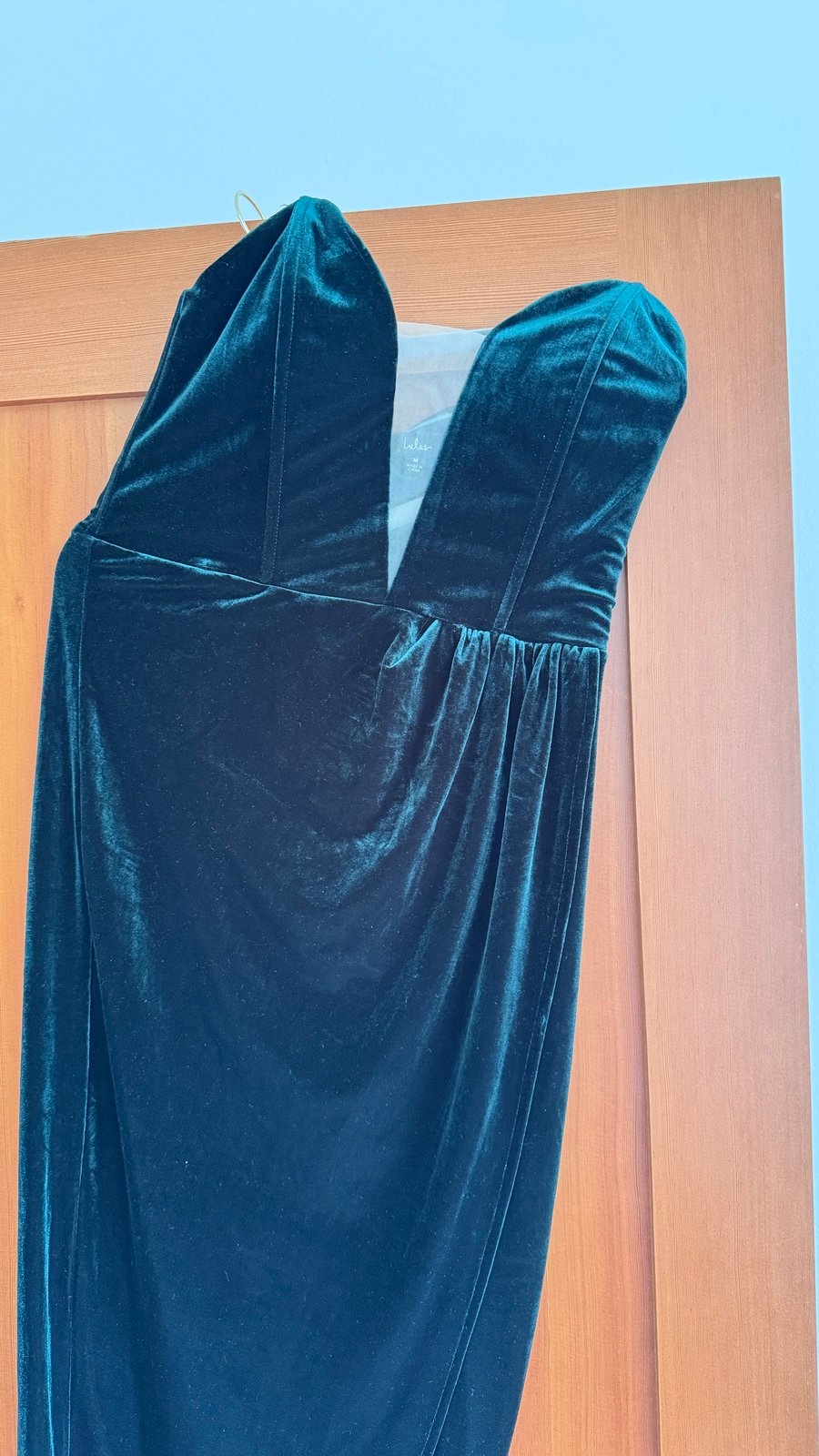 LULUS Foxy Cobalt green atrovirens Strapless Bodycon Formal Prom Maxi Dress M