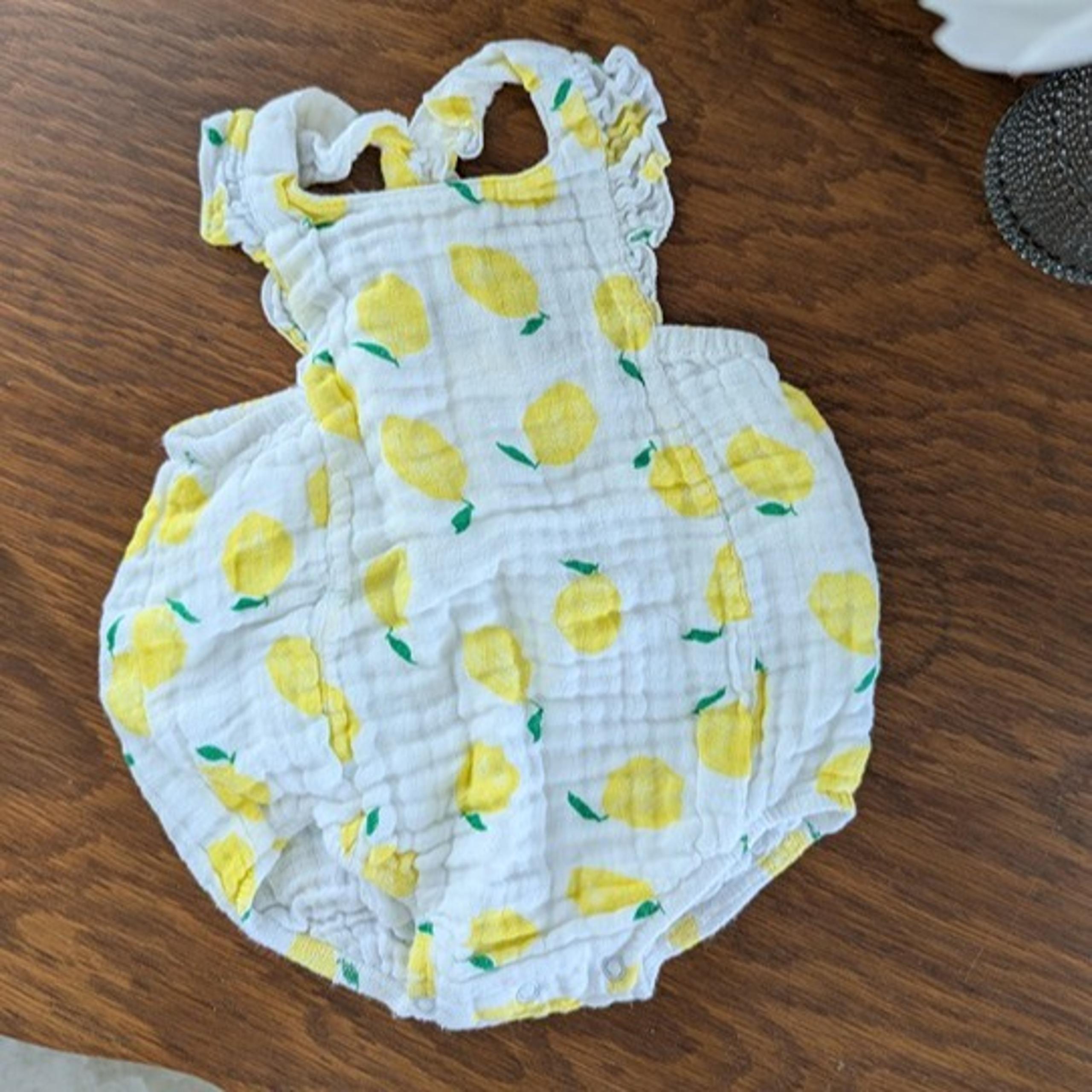 Tea Collection summer lemons ruffled bubble 0-3m