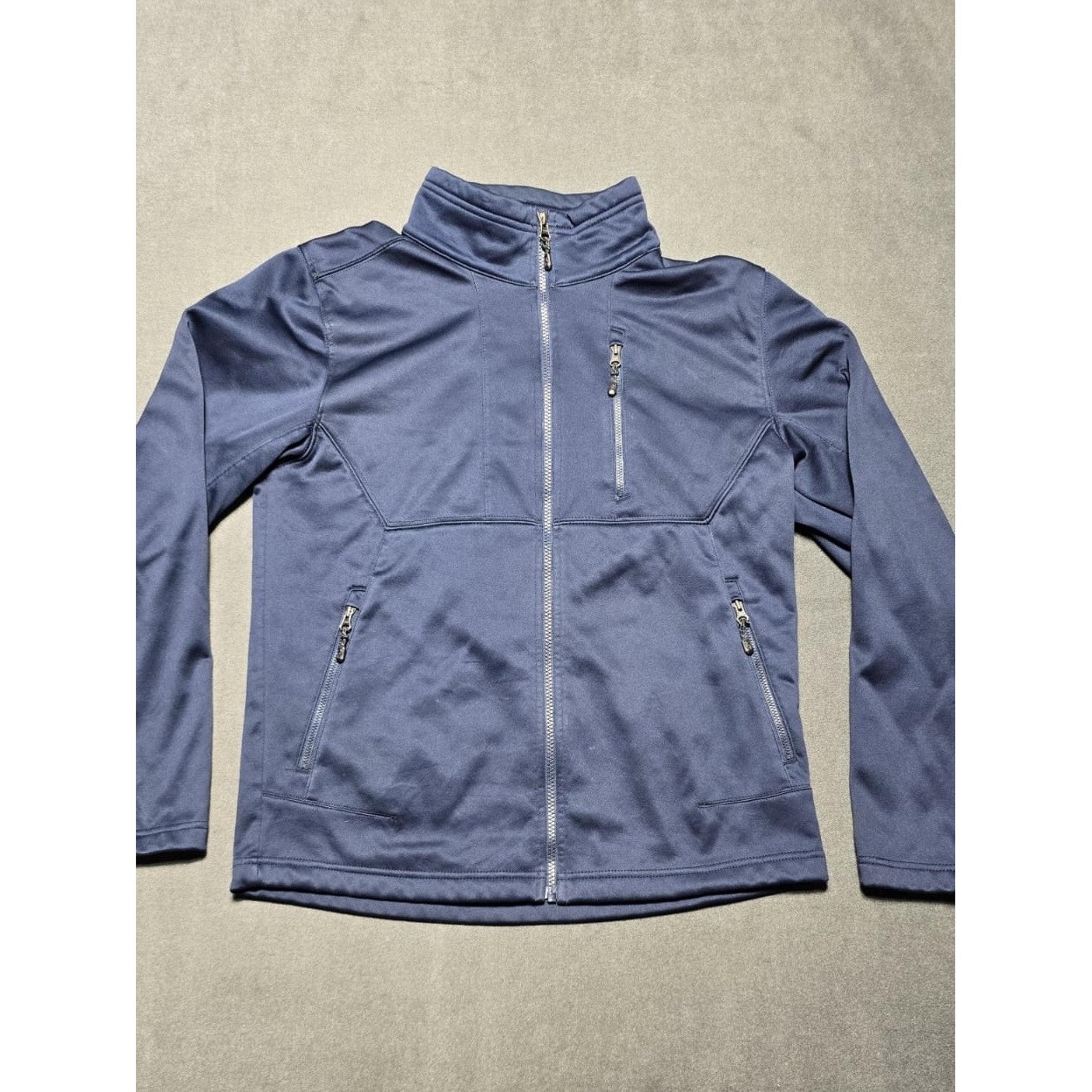 Swiss Tech Fleece Jacket Mens Size Small Navy Blue Full Zip Soft Shell Coat