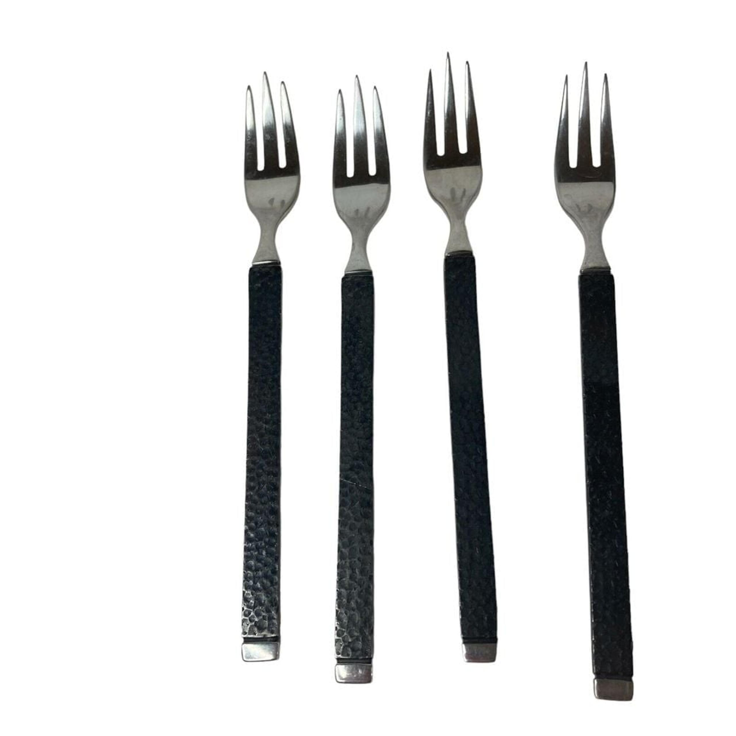 Gorham Casablanca Stainless Flatware Lot Of 4 Small Fork 6" Hammered Handle VTG