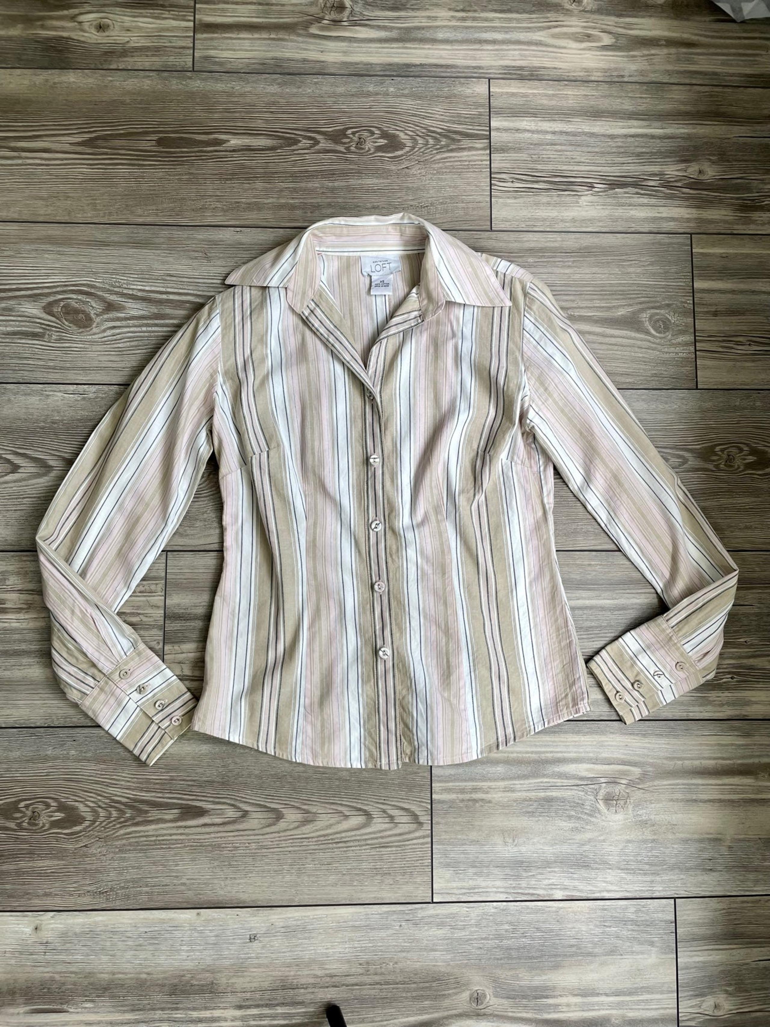 ANN TAYLOR Striped Button Down Women’s Work Shirt  Size XS