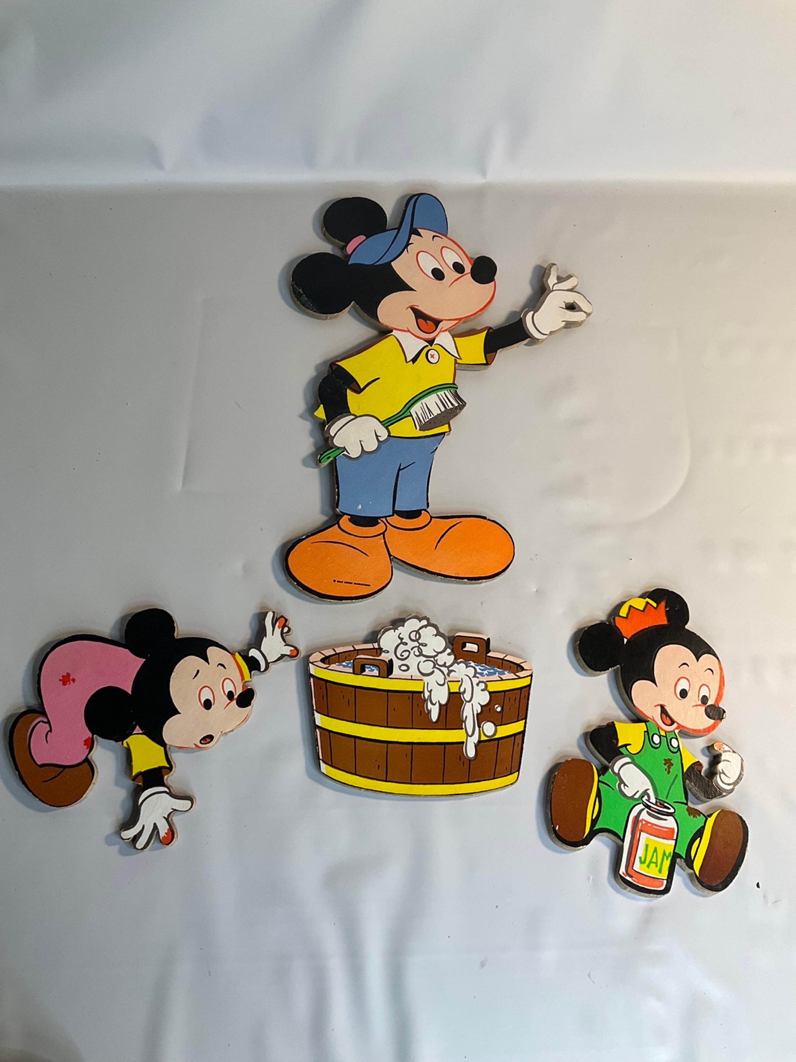 Vintage Disney Mickey Mouse Bathroom Cardboard Wall Hanging Art Morty Ferdie