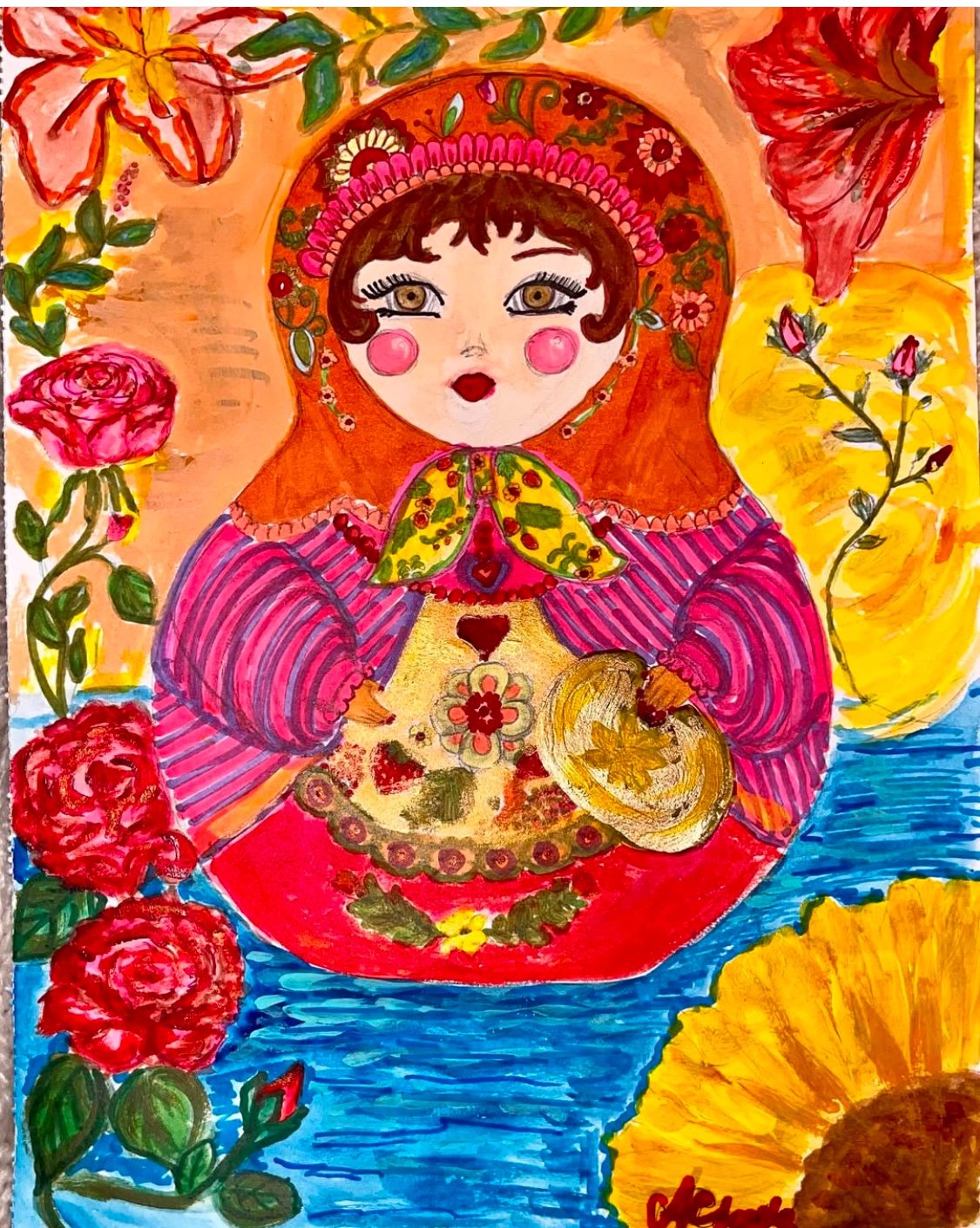 Freelance artist ( myself )painting of Matreshka