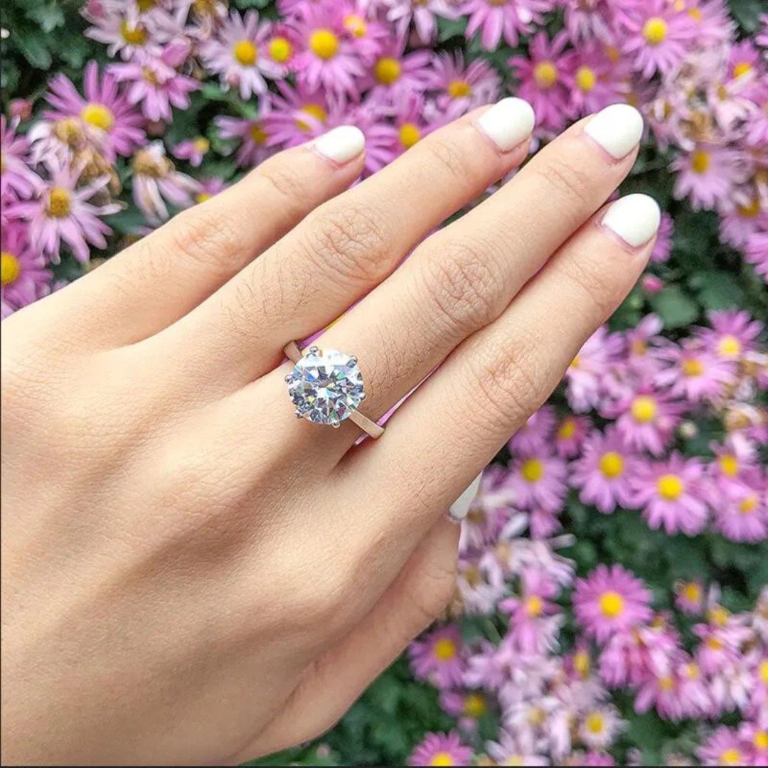 Luxury 2ct Solitaire Moissanite Ring Sterling Silver Engagement Wedding Rings