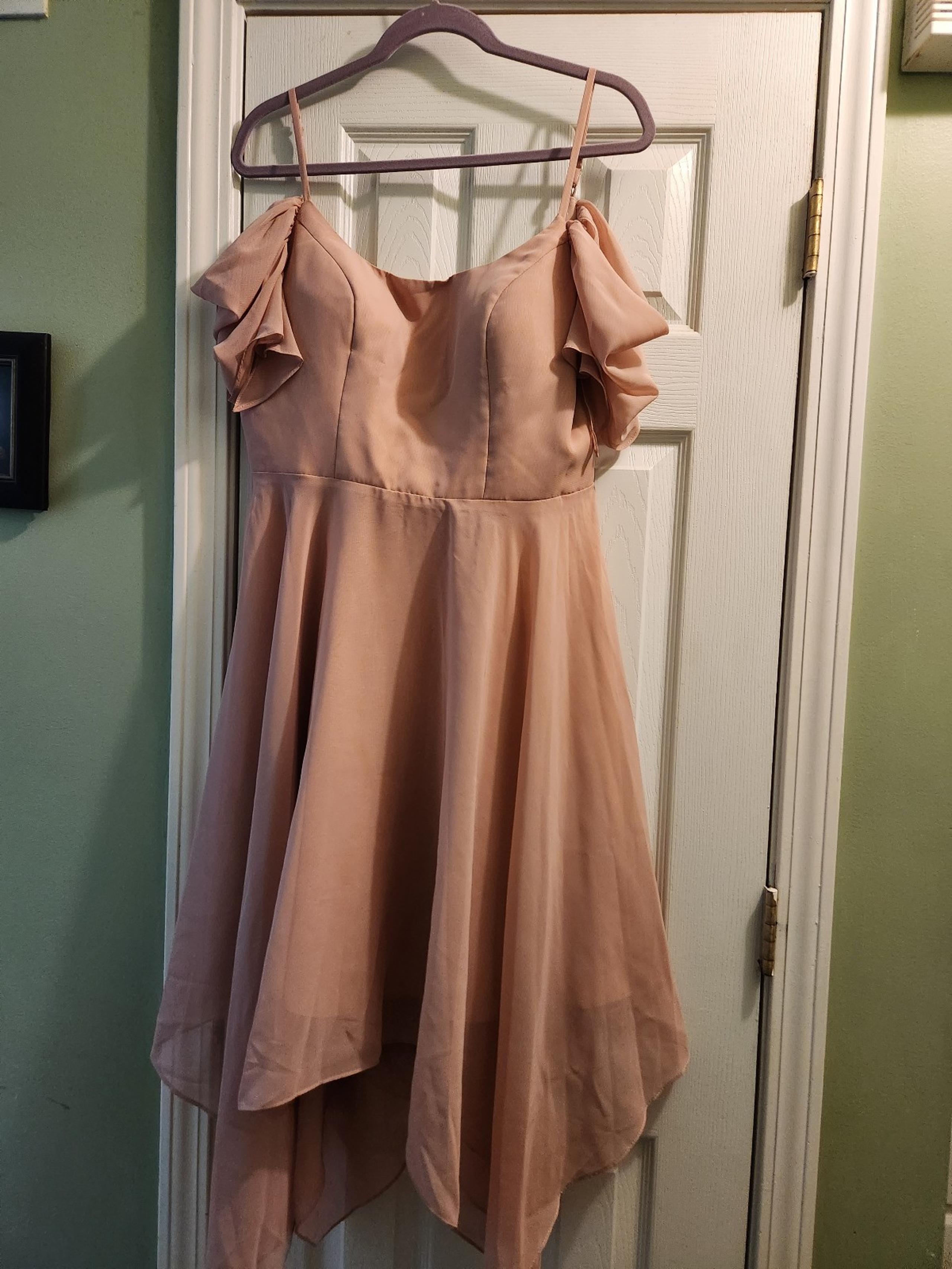 JJ's House A-Line Square Neckline Asymmetrical Braidsmaid Dress with Ruffle (New