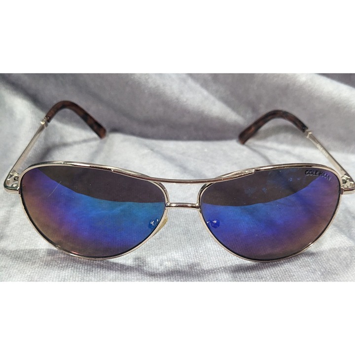 Cole Haan C669 Silver Tone And Tortoise Blue Mirror Aviator Sunglasses