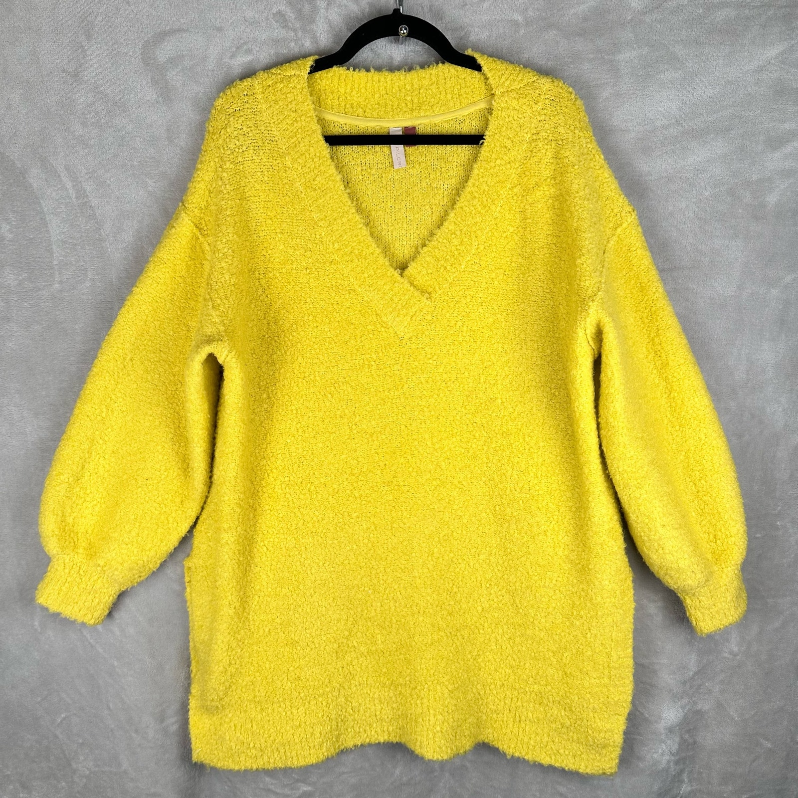 Pilcro Anthropologie Sweater Womens Medium Yellow Oversized Tunic Wool Blend