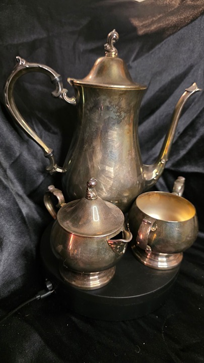Vintage Silver-Plated Coffee & Tea Service Set – Unmarked 3-Piece Collection wit