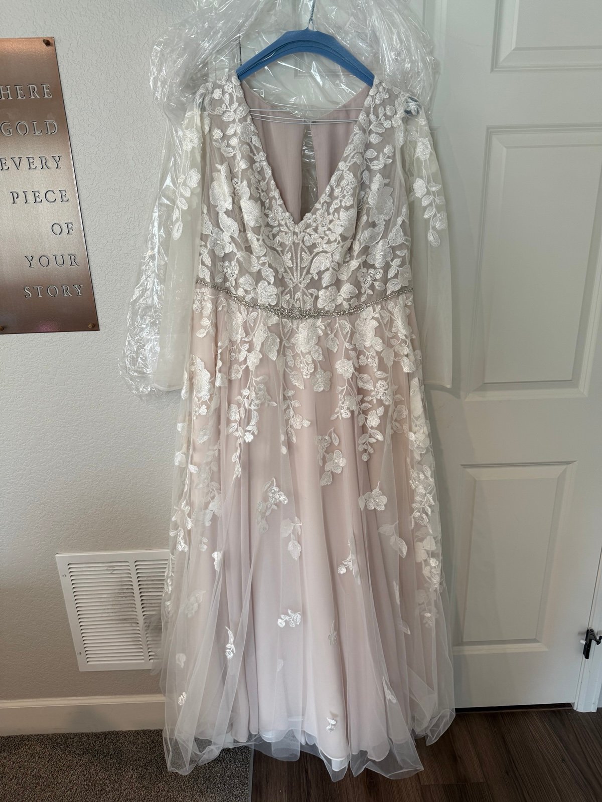 GALINA SIGNATURE Illusion Long Sleeve Wedding Dress