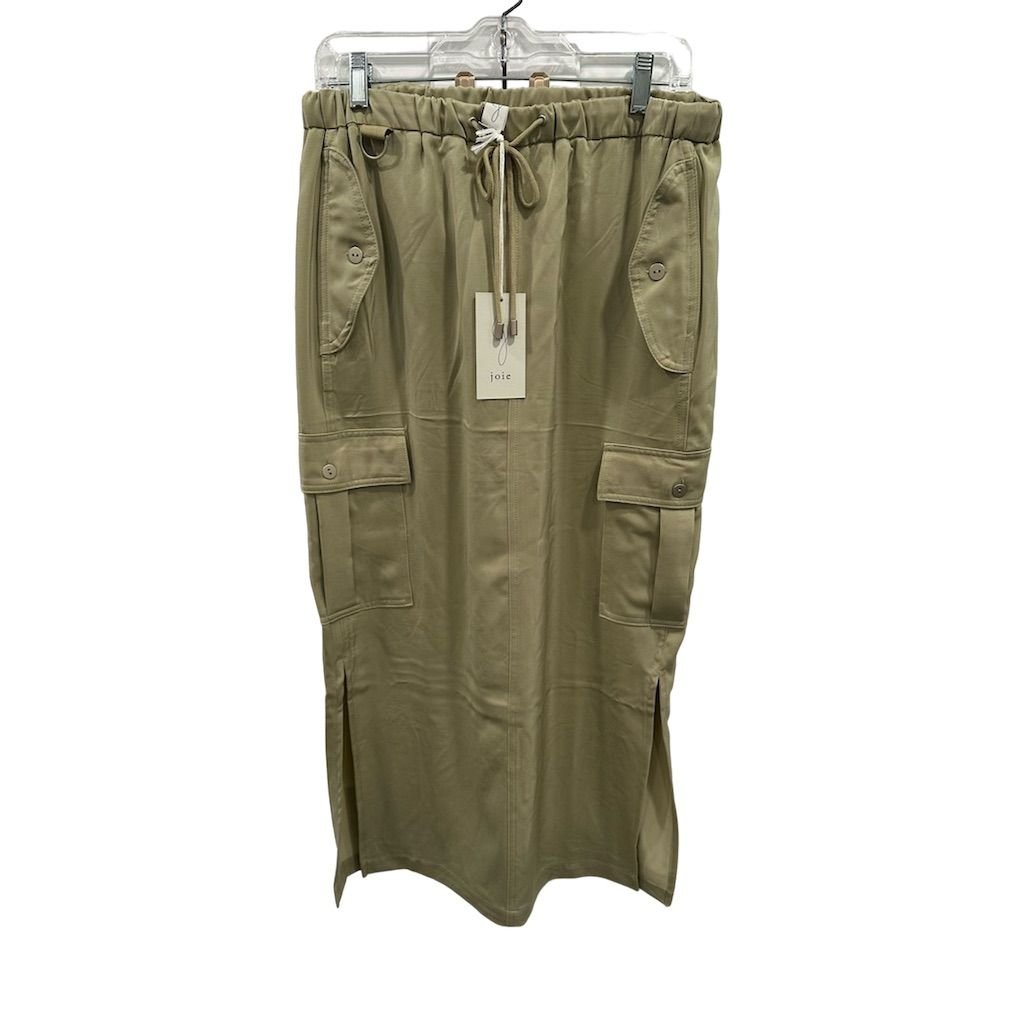 NWT Joie Women's Size 8 Tan A-Line Midi Skirt with Drawstring Waist