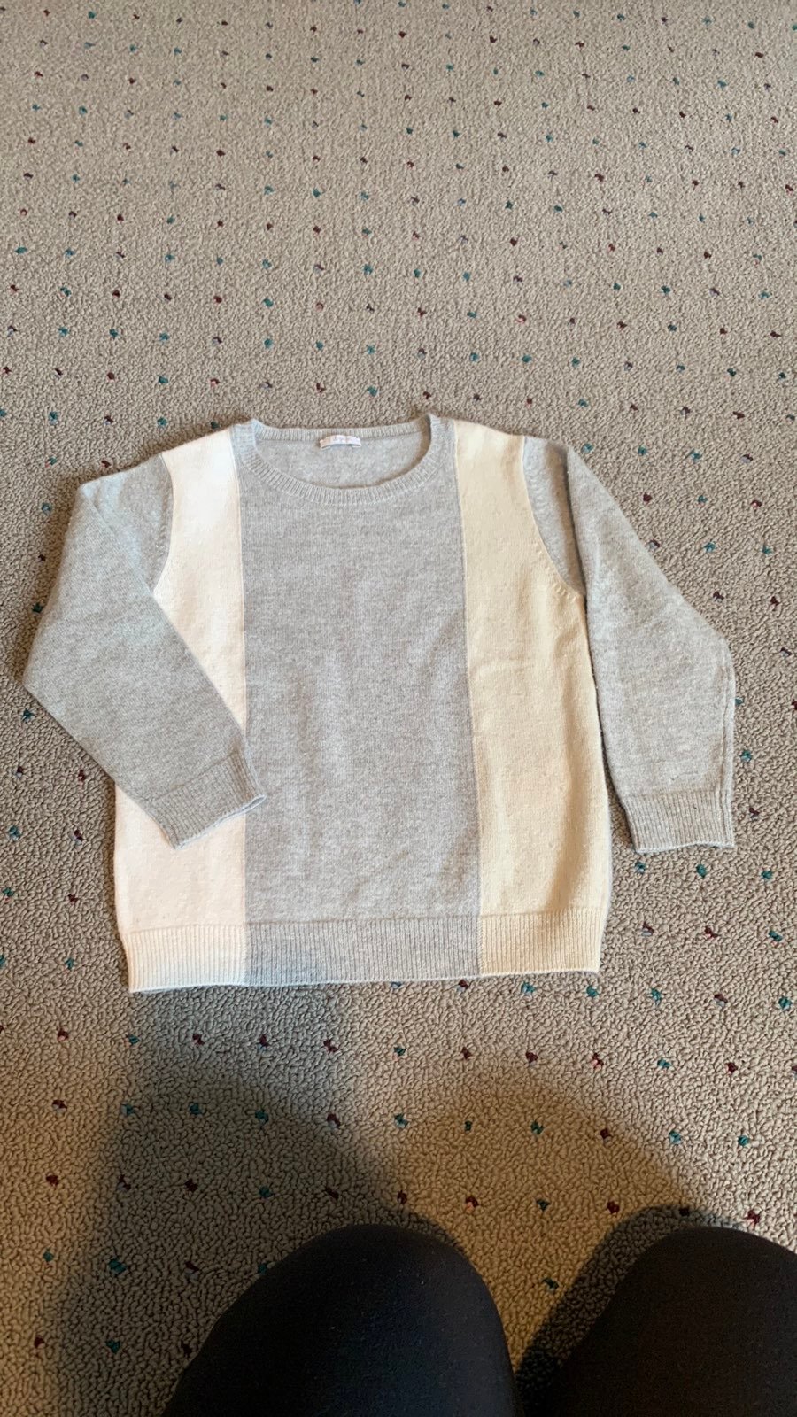 Il Gufo Marino wool grey and cream vertical striped sweater size 3T