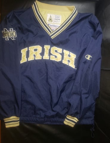 Vintage Champion Notre Dame Fighting Irish V-Neck Pullover Jacket Men's Large