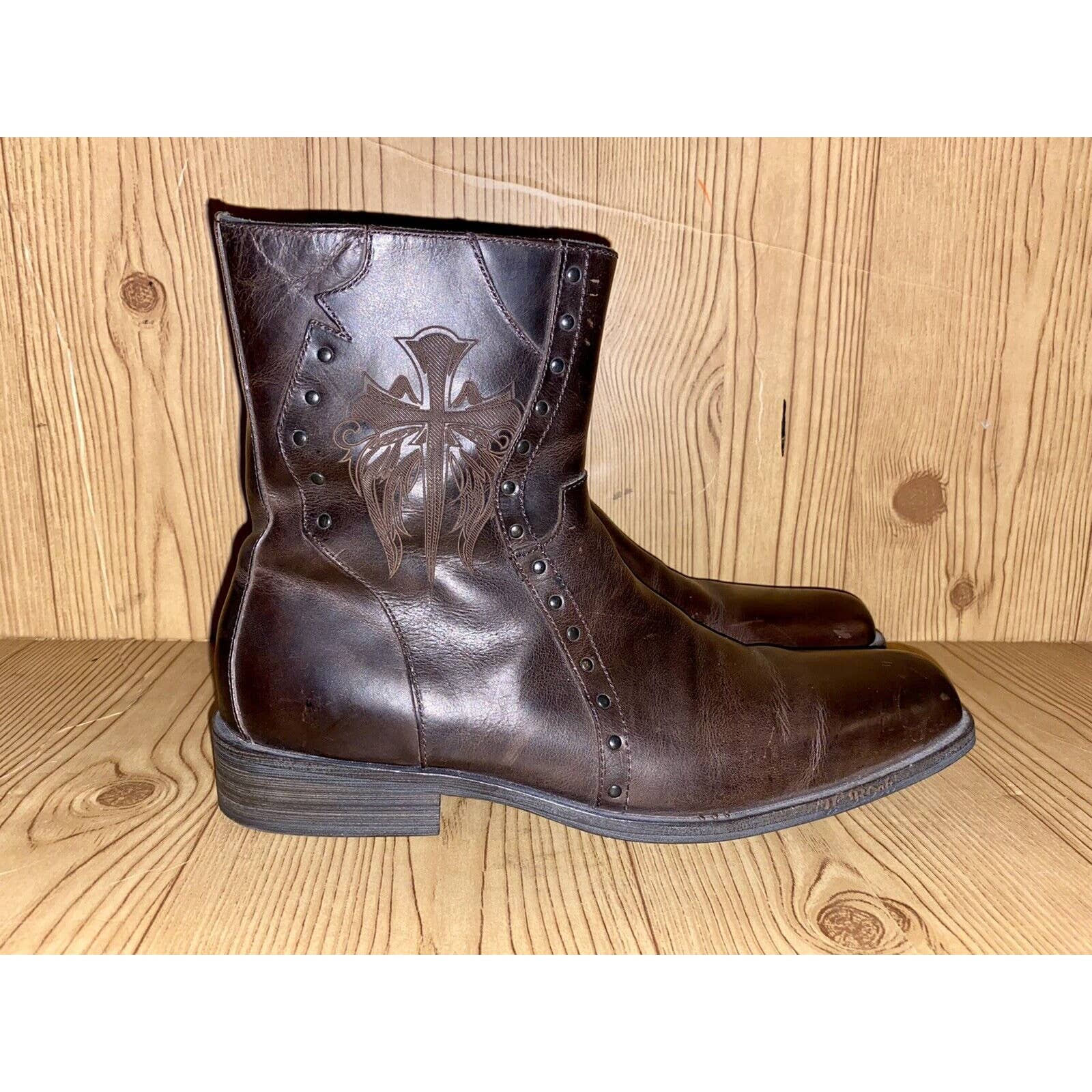 U Rock - Lounge Boots by Mark Nason - 9 - Brown Leather Winged Cross