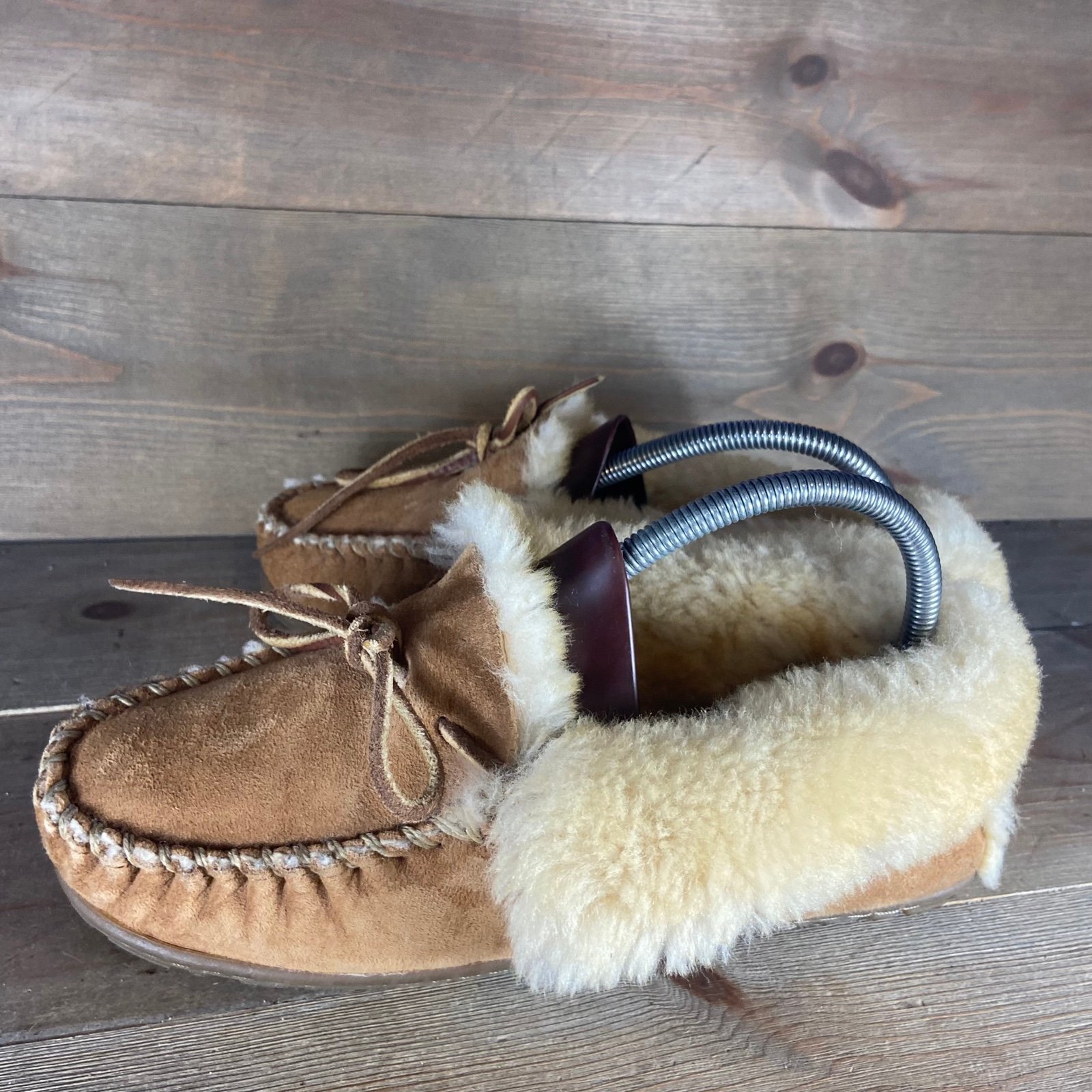 ll bean wicked good womens size 6 shoes brown suede shearling lined slippers G