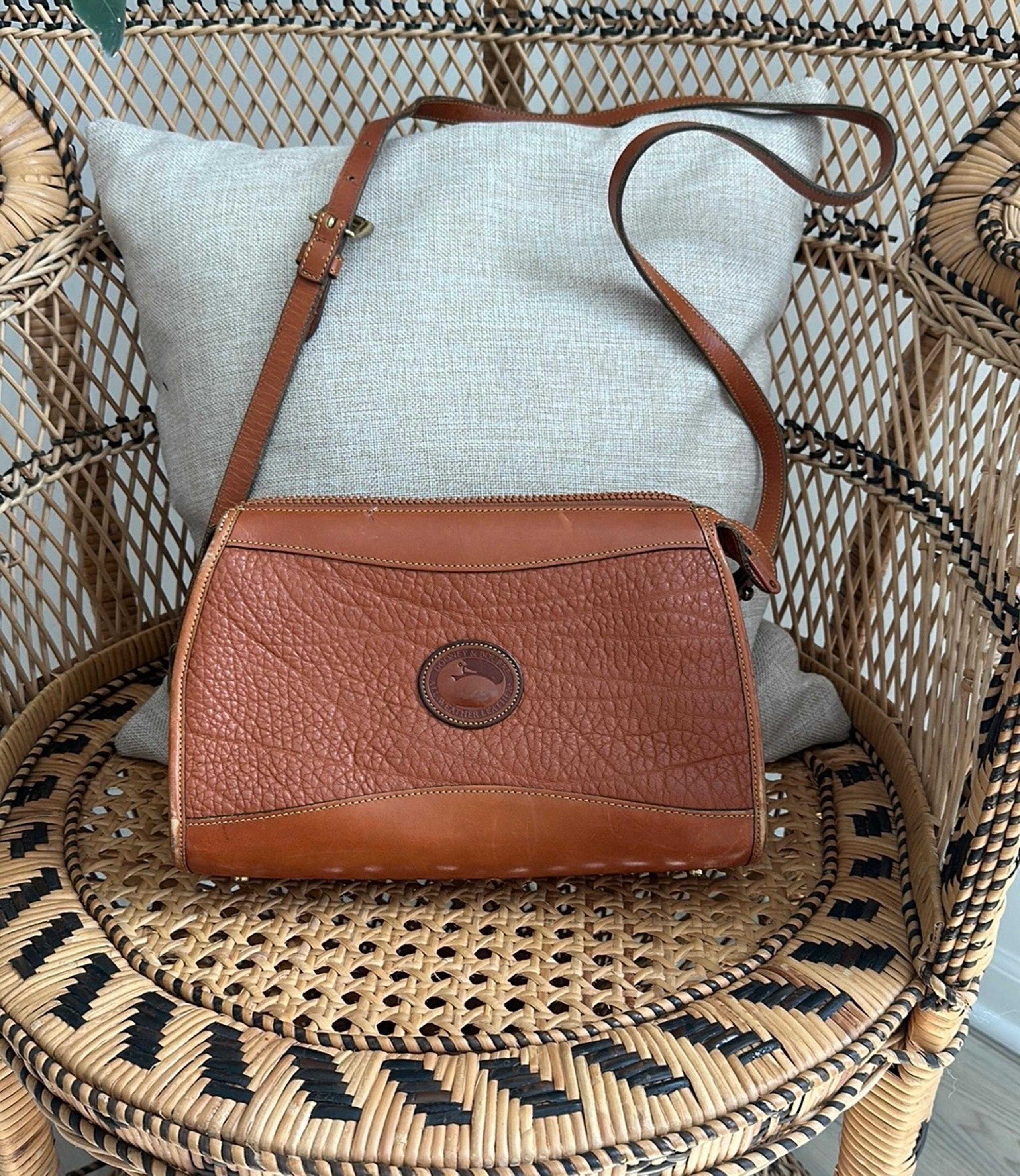 Dooney & Bourke brown leather crossbody bag brown pebble brown trim satchel