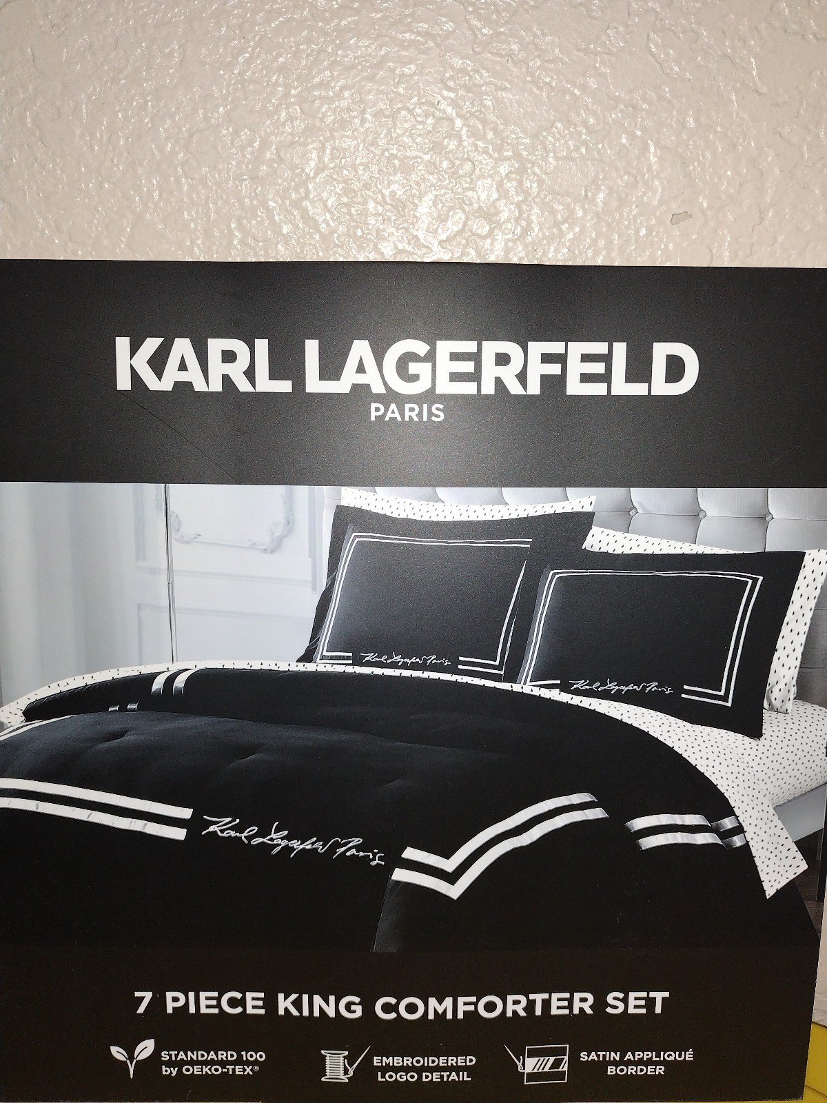 KARL LAGERFELD 7 PIECE KING SET BLACK & WHITE KARL LAGERFELD COMFORTER SET NEW