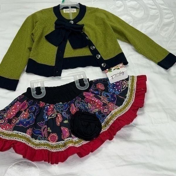 Persnickety mossy woods skirt cardigan set sz 3