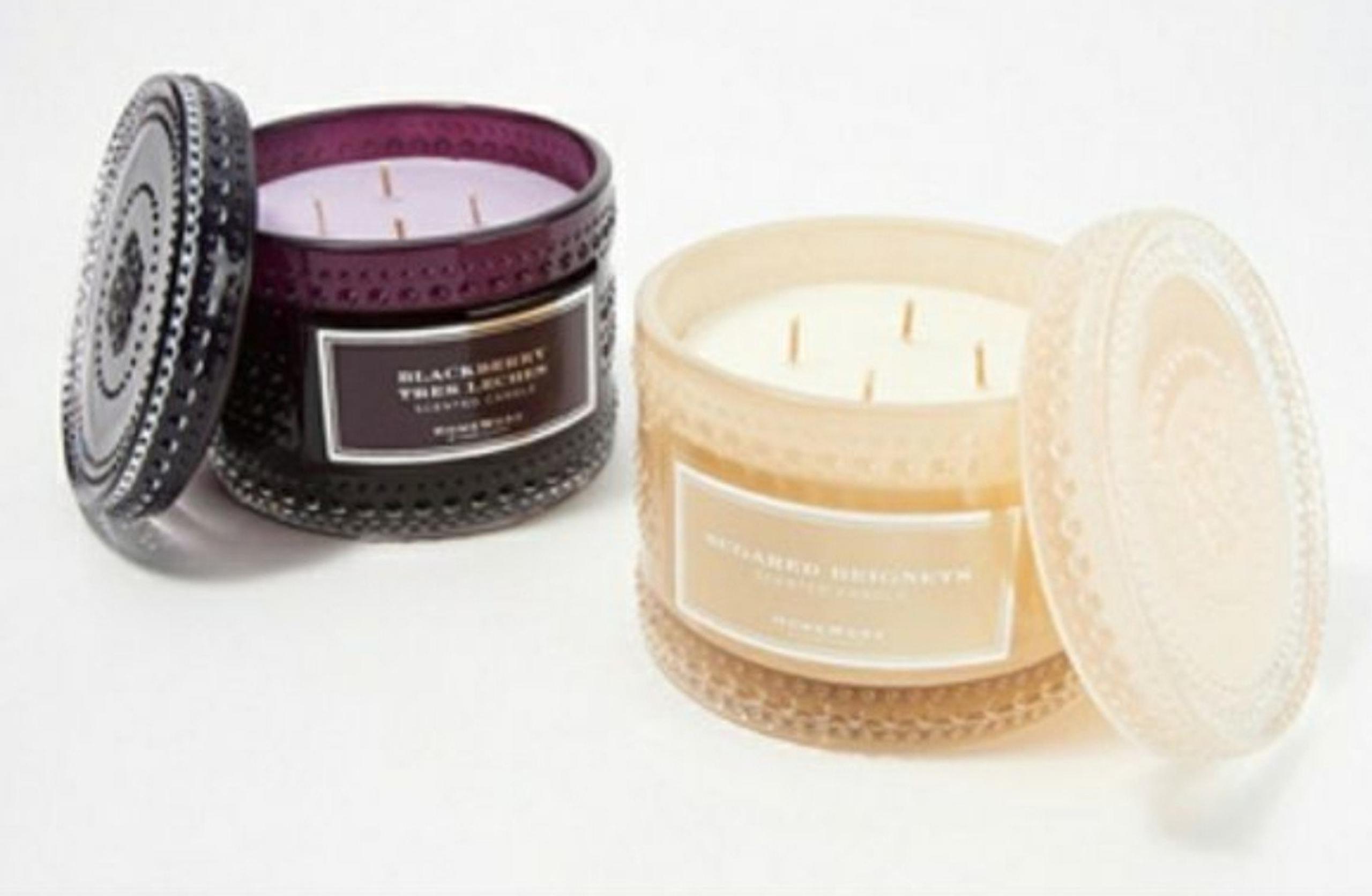 Homeworx Harry Slatkin Sugared Beignets & Blackberry Tres Leches Hobnail candles