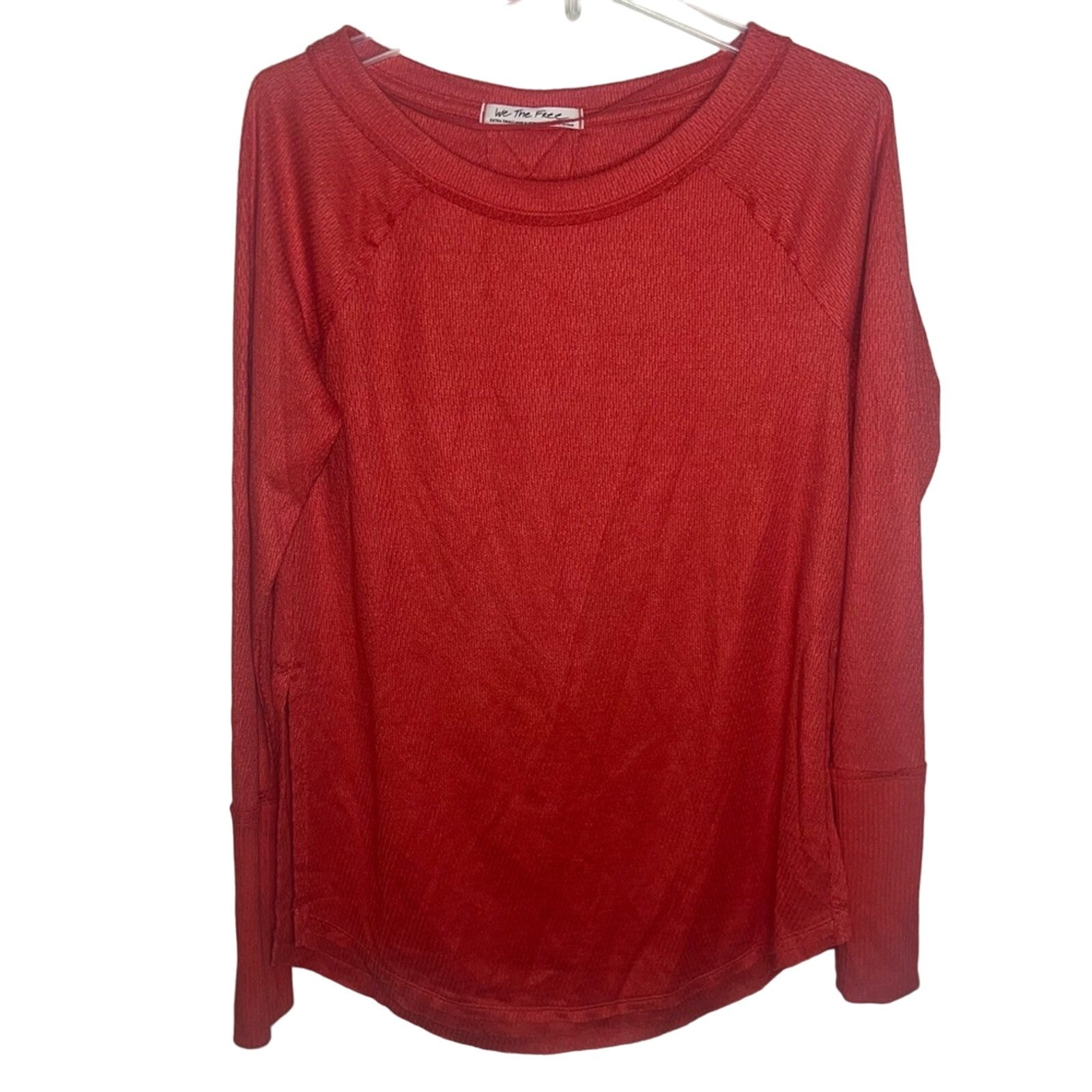 Free People Top Snowy Thermal Tomato Red Heatwave Size XS