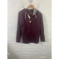 BYLT Women's Drop Cut L/S Hooded Henley Lux Sweatshirt Maroon Size Medium