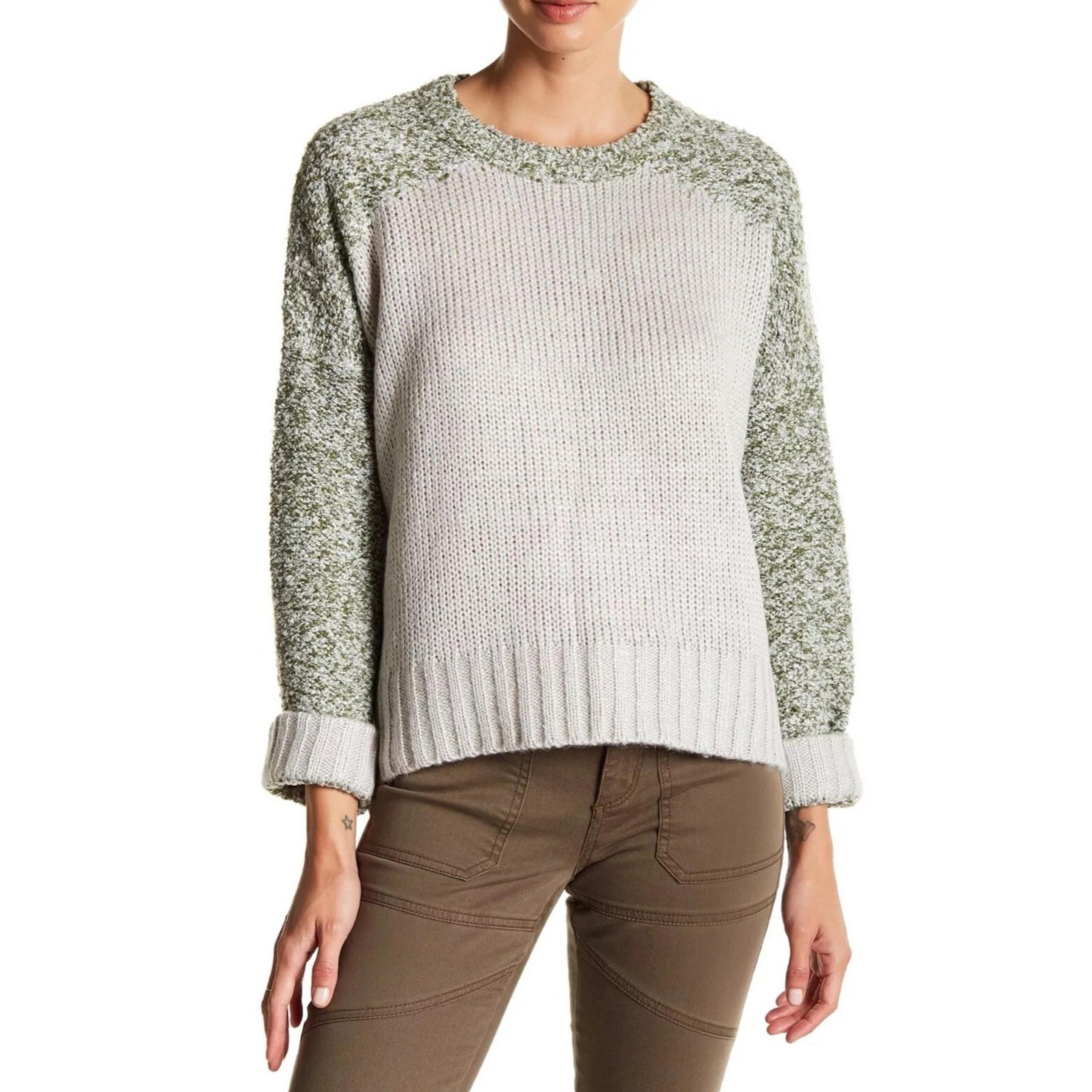 REVOLVE John + Jenn Gray/Cream Soft Oversized Banded Crewneck Sweater Size Small
