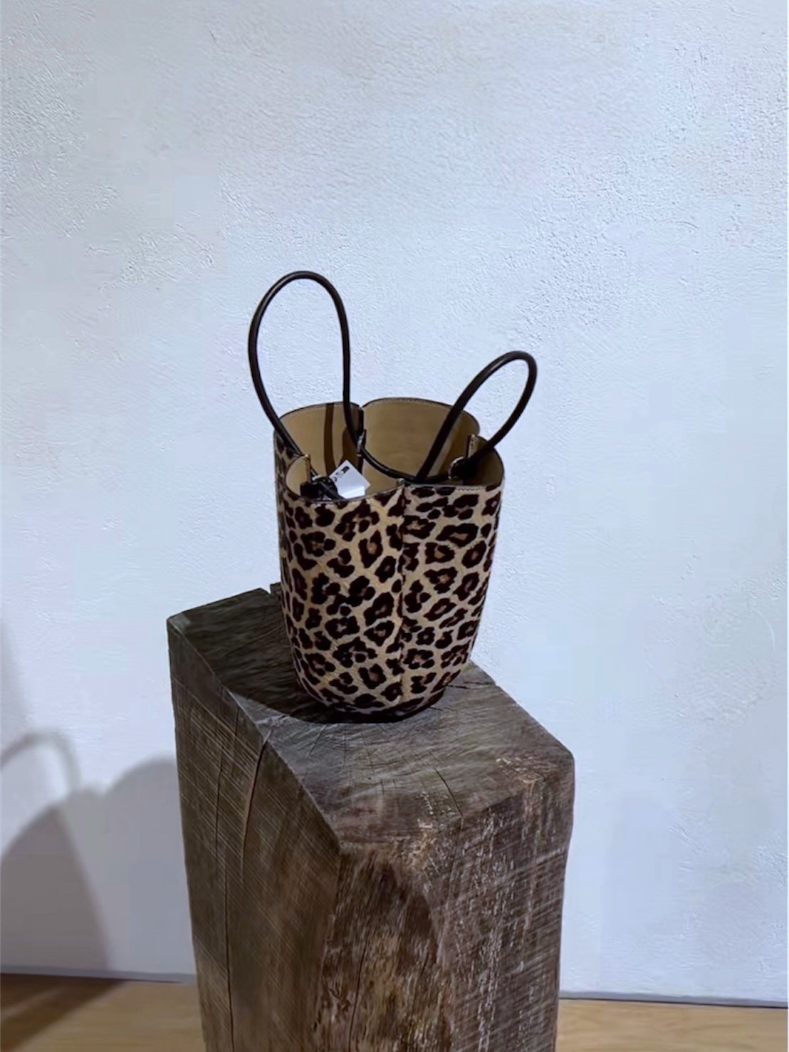 ZARA ANIMAL PRINT LEATHER MINI BUCKET BAG