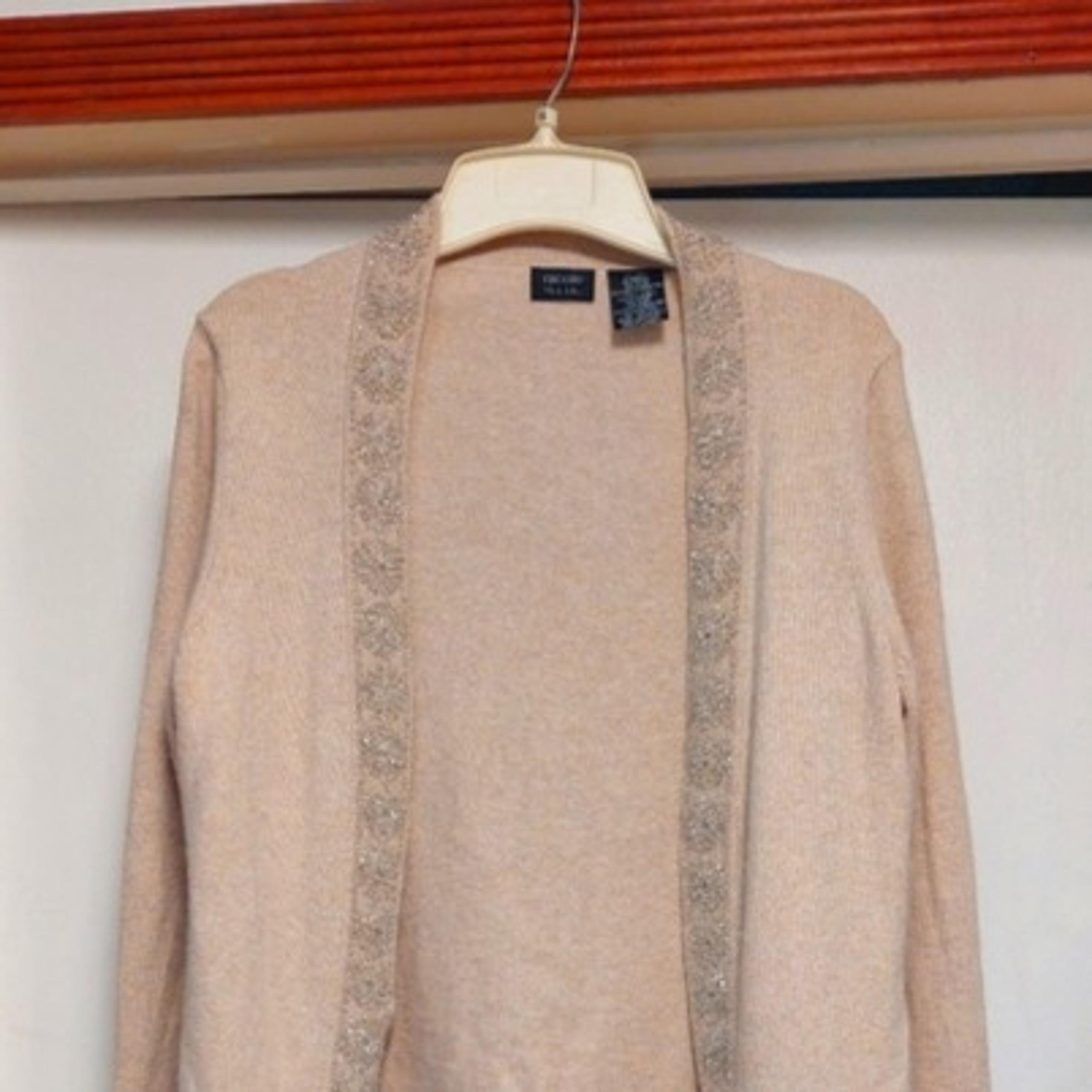 Nicole By Nicole Miller Elegant Embellished Cardigan Sweater