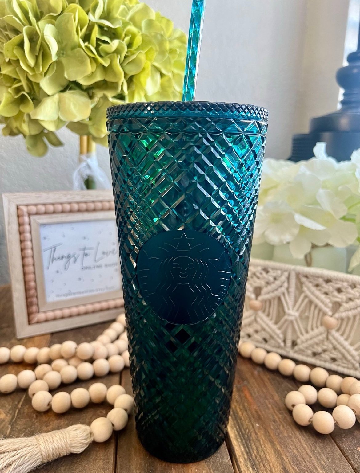 Starbucks Emerald Green Jeweled Tumbler