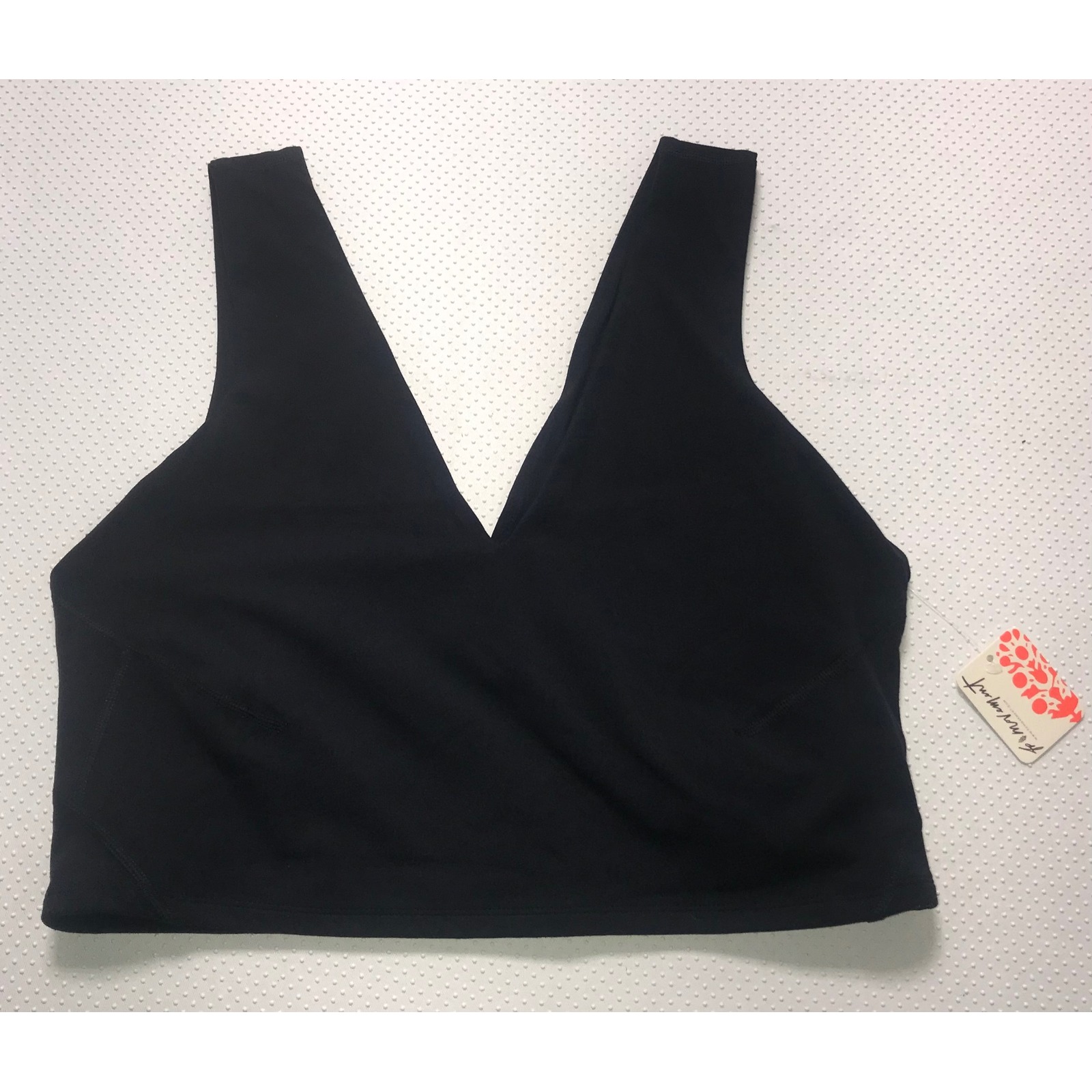 Free People Movement Hit The Slopes Crop Top Black V Neck Activewear XL