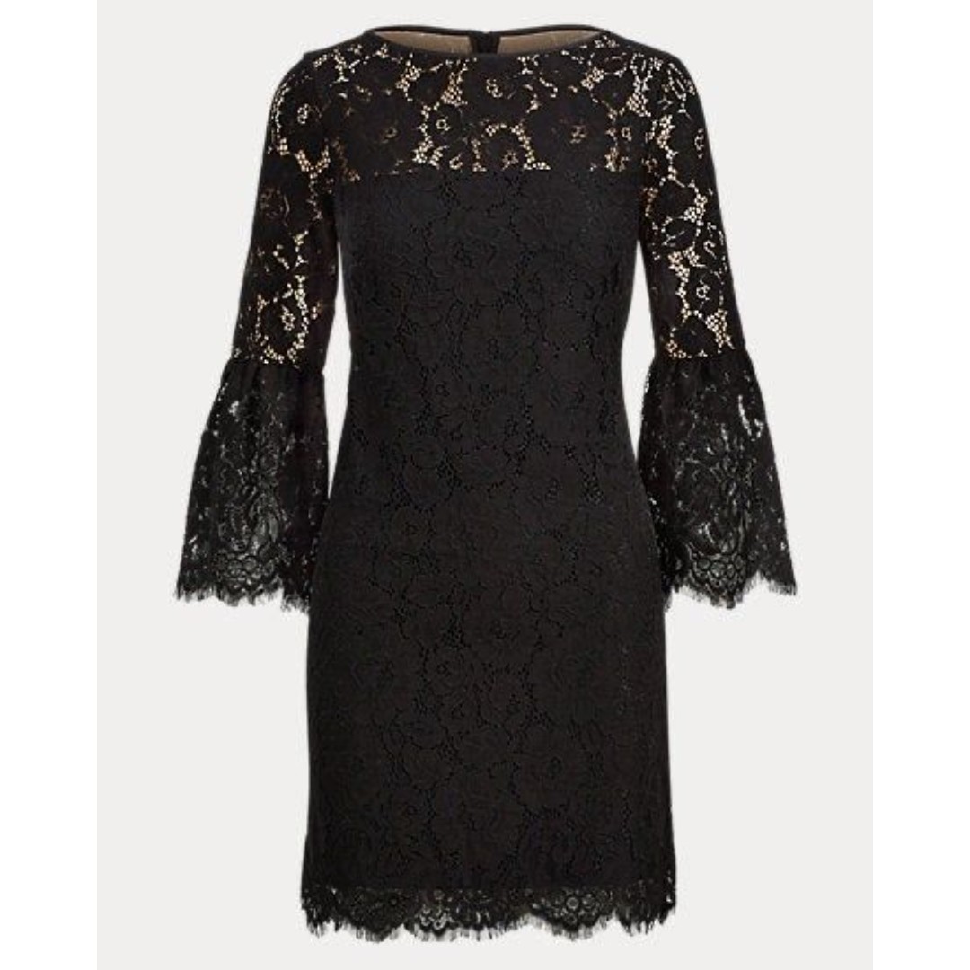 Lauren Ralph Lauren Bell Sleeve Lace Dress Size 8