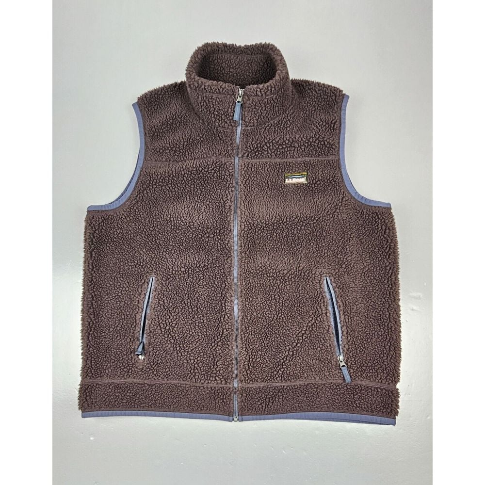 Vintage LL Bean Vest Mens 2XL. Brown Mountain Deep Pile Sherpa Mesh Lined.