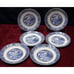 Vtg Blue Willow Set of 6 - 10 Transfer Ware Dinner Plates - Unmarked