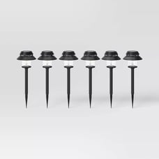 6pk Double Hood Jar Vintage Solar LED Outdoor Path Lights Matte Black