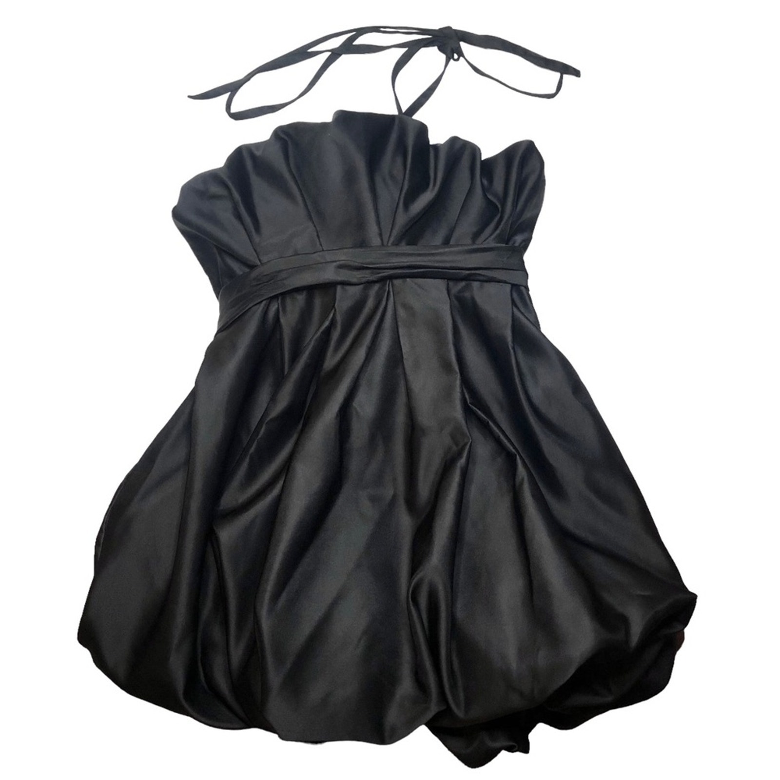 Zara Voluminous Limited Edition Bubble Hem Satin Halter Dress Blogger’s Favorite
