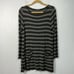 Eileen Fisher Gray & Black Stripe Long Sleeve Tunic Sweater Medium