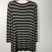 Eileen Fisher Gray & Black Stripe Long Sleeve Tunic Sweater Medium