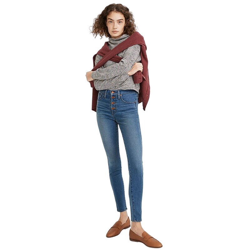 Madewell NEW 10 High Rise Skinny Button Fly Tencel Jeans Petite Light Blue 32P