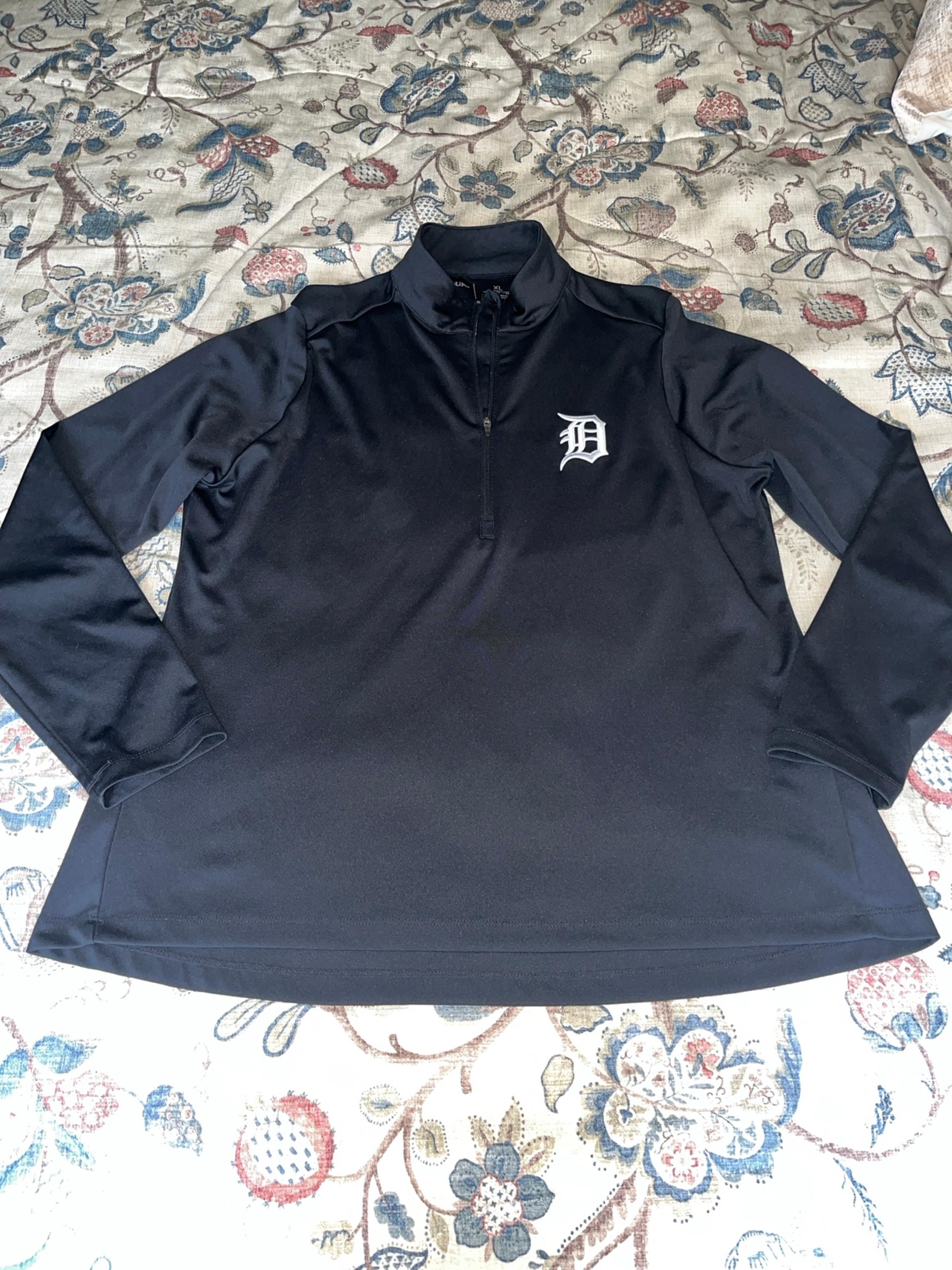 Antigua Women’s Detroit Tigers black half zip pullover shirt top size XL