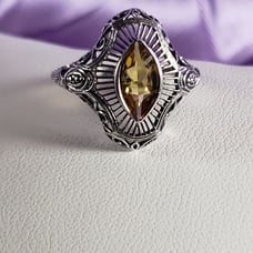 Vintage Citrine Marquis Art Deco Ring