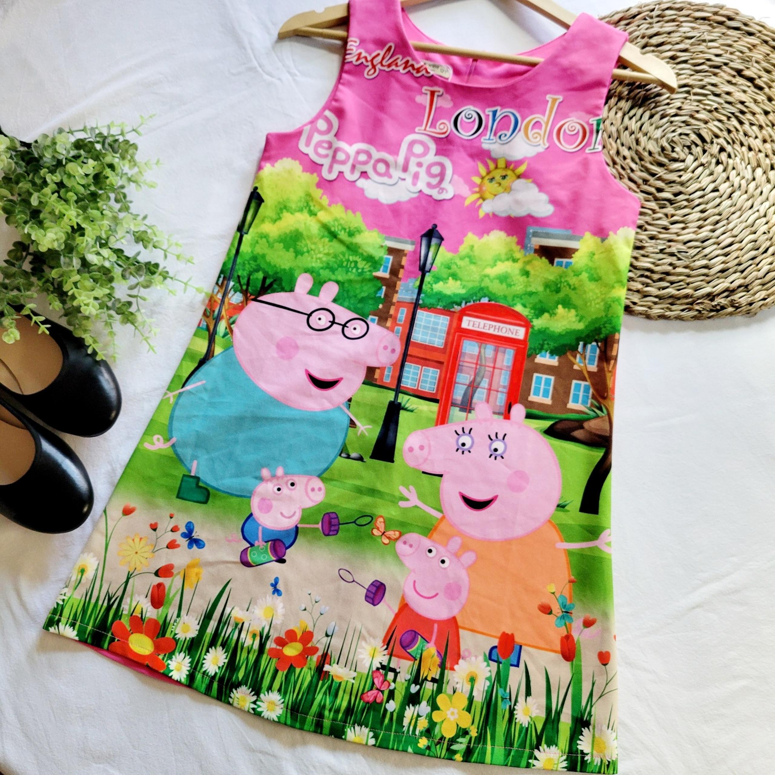 ZARA London Peppa Pig Little Girls Pink A Line Dress Size 12