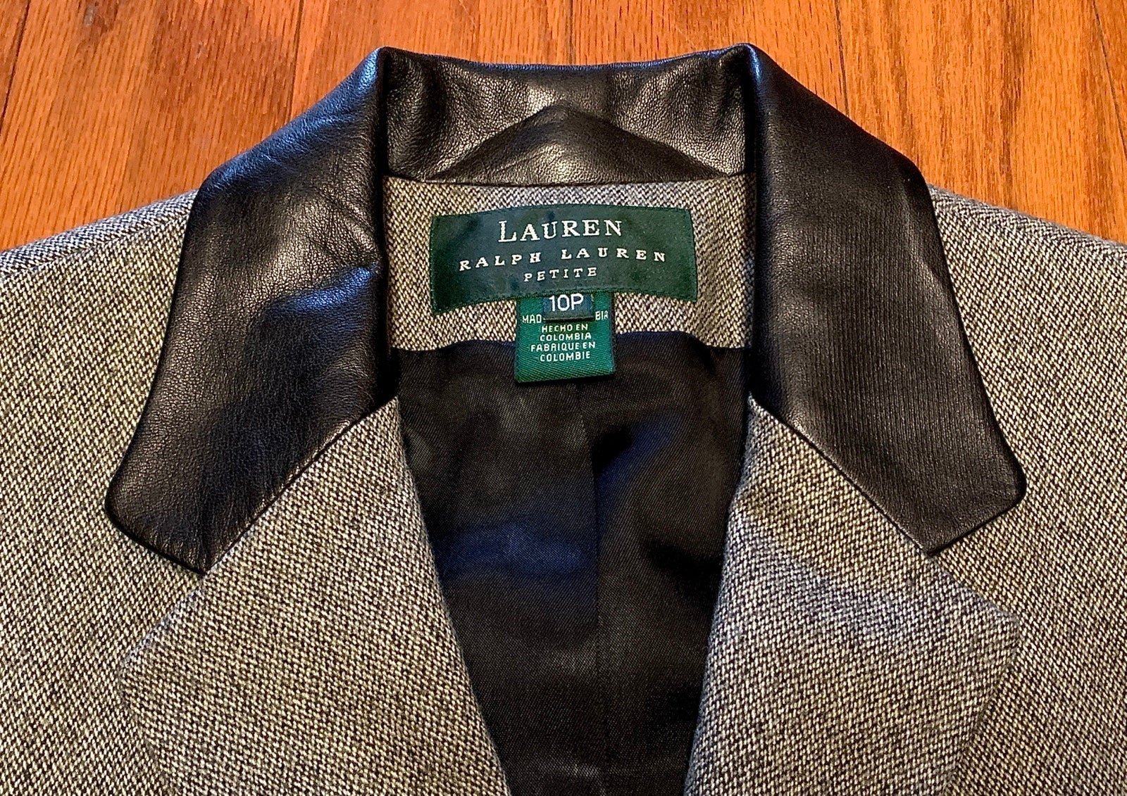 Women’s 10 Petite Lauren Ralph Lauren 100% Wool Leather Collar Button Front Coat
