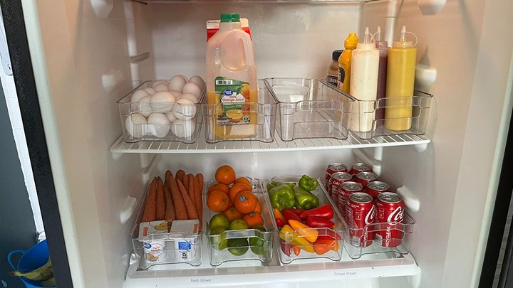 8-Pieces Clear Plastic Bins For Fridge, Kitchen Cabinet, 12.5 Long, Clear - NEW