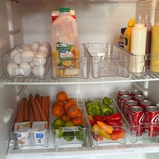 8-Pieces Clear Plastic Bins For Fridge, Kitchen Cabinet, 12.5 Long, Clear - NEW