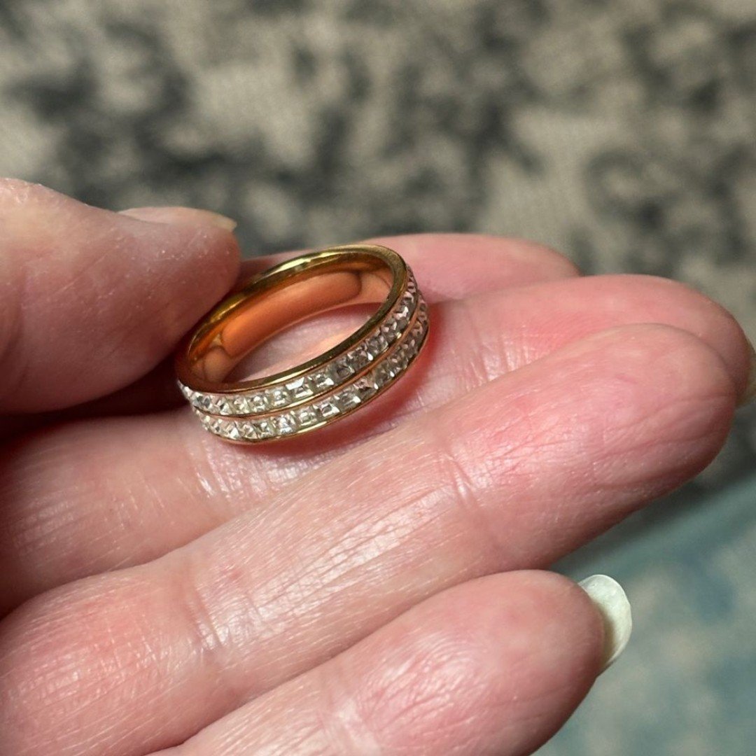 Gold Pavé Ring with Sparkling Stones