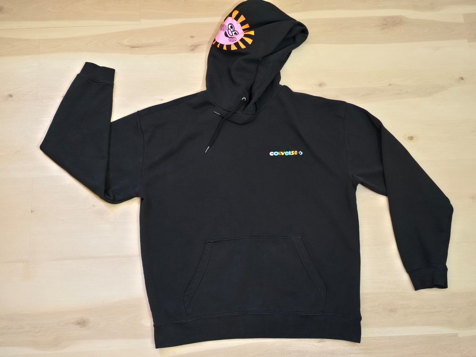 Converse Be Nice Graphic Black Hoodie Unisex Size Medium