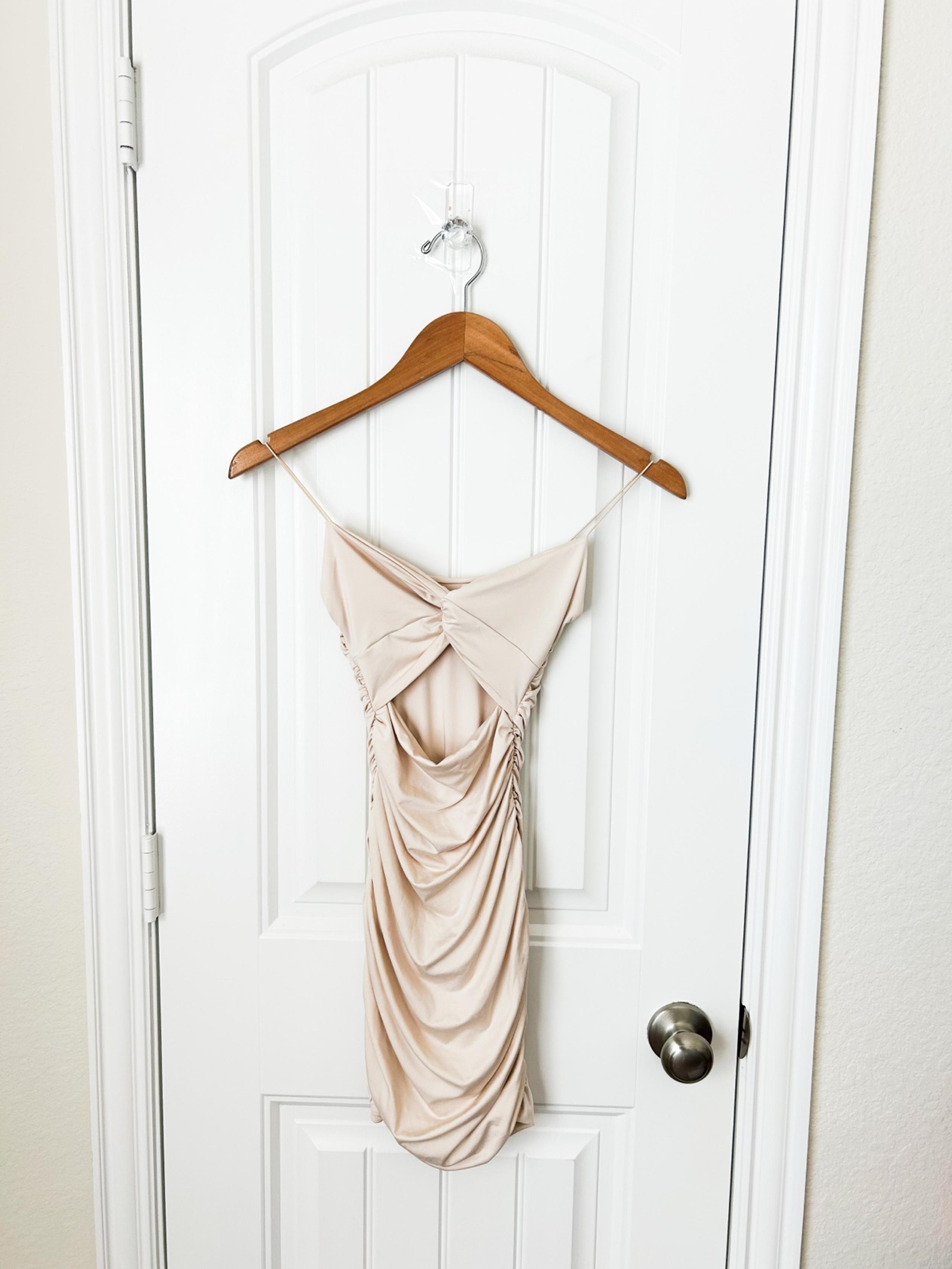 Oh Polly Ruched Beige Dress Size 2