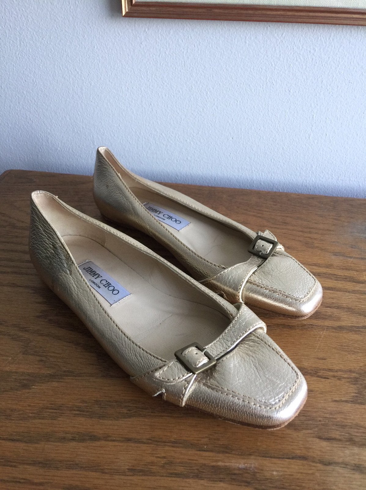 Gold Jimmy Choo Loafers