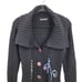Vintage 90's Coatigan Duster Cardigan M Black Whimsical Embroidery Fairy Grunge